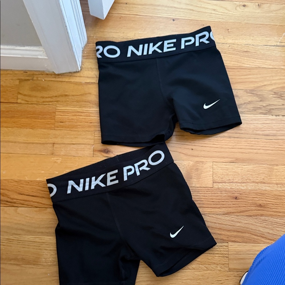 Nike Black Girls' Pro Compression Shorts with White Swoosh